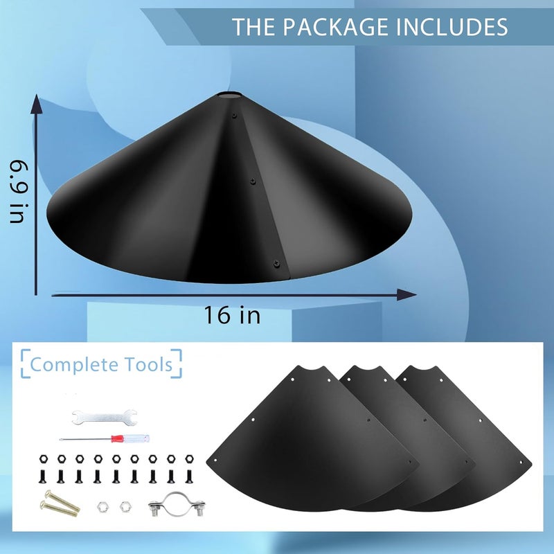 Zopkrts Squirrel Baffle,Squirrel Guard for Bird Feeders Pole,Baffle for Bird Feeders Pole,Black(16inch-1Pack) - Image 2